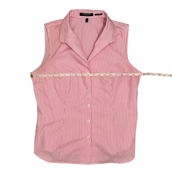 Jones New York Womens Pink Stripe Sleeveless Button Down Blouse Office Chic Sz L - Picture 4 of 9
